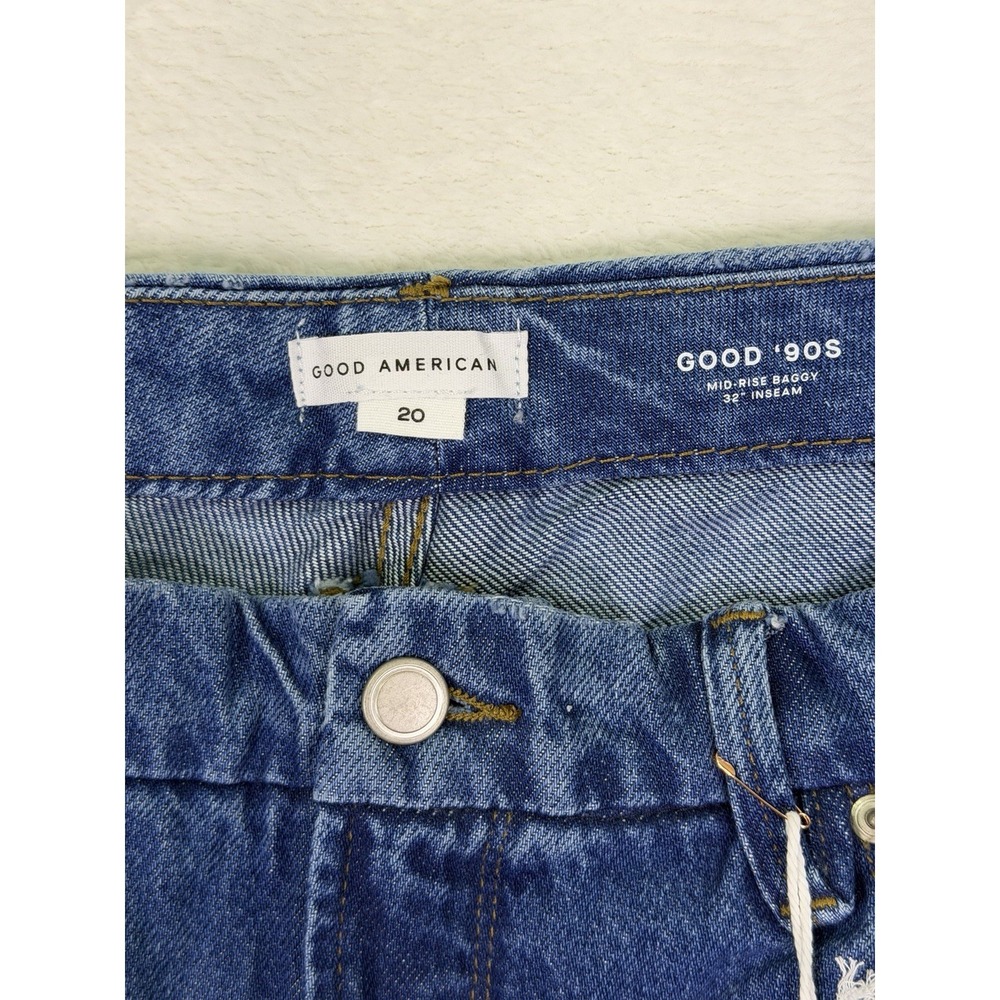 New Good American Jeans Womens 20 Plus Blue Good 90s Mid Rise Baggy Wide Leg - Picture 9 of 11